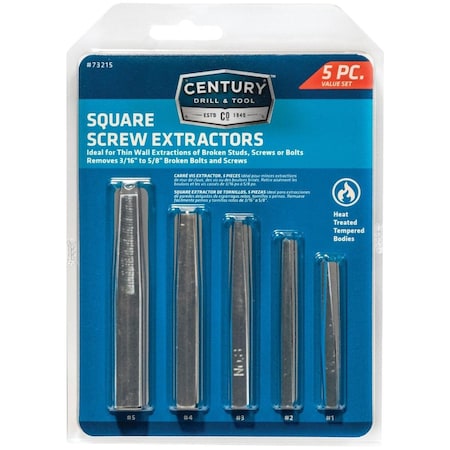 Century Drill & Tool Century Drill & Tool Square Flute Screw Extractor 5-Piece 73215